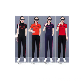 Monisa sports leisure suit with short sleeves and Full Length trousers